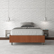 Letto una piazza e mezza con rete imbottito 120x200 tessuto Labirinto 4 arancio Azelia