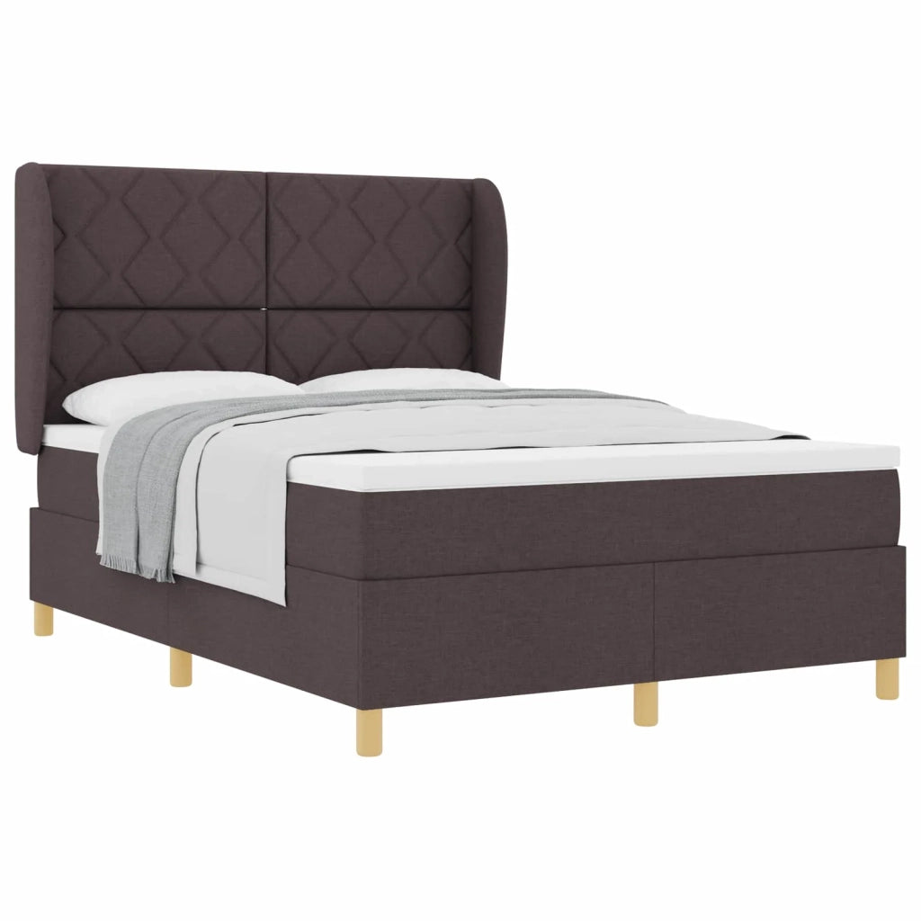 Letto a molle con testiera Marrone Scuro 200 x 140 cm Tessuto 3340819