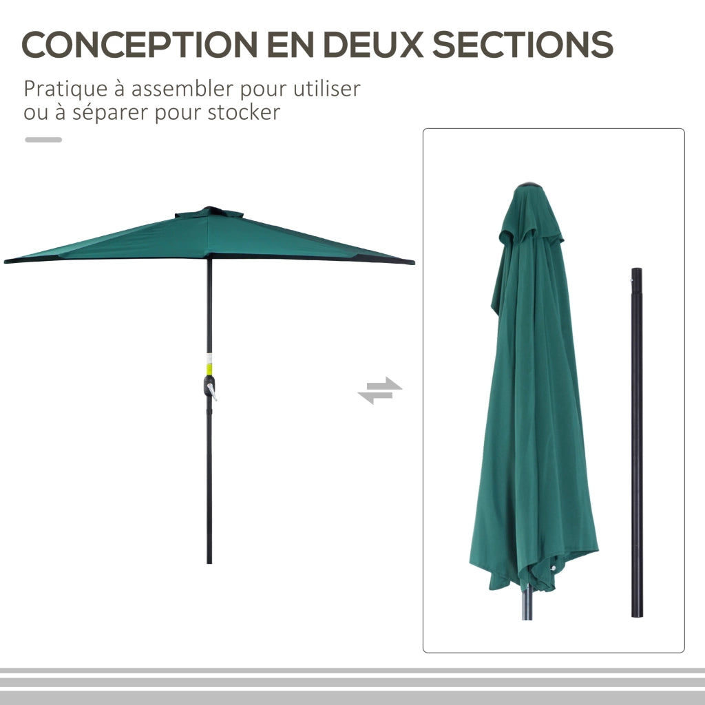 Ombrellone da Balcone ? 2,7 m ¨C zephmum ¨C Verde Poliestere Metallo 5 Traverse