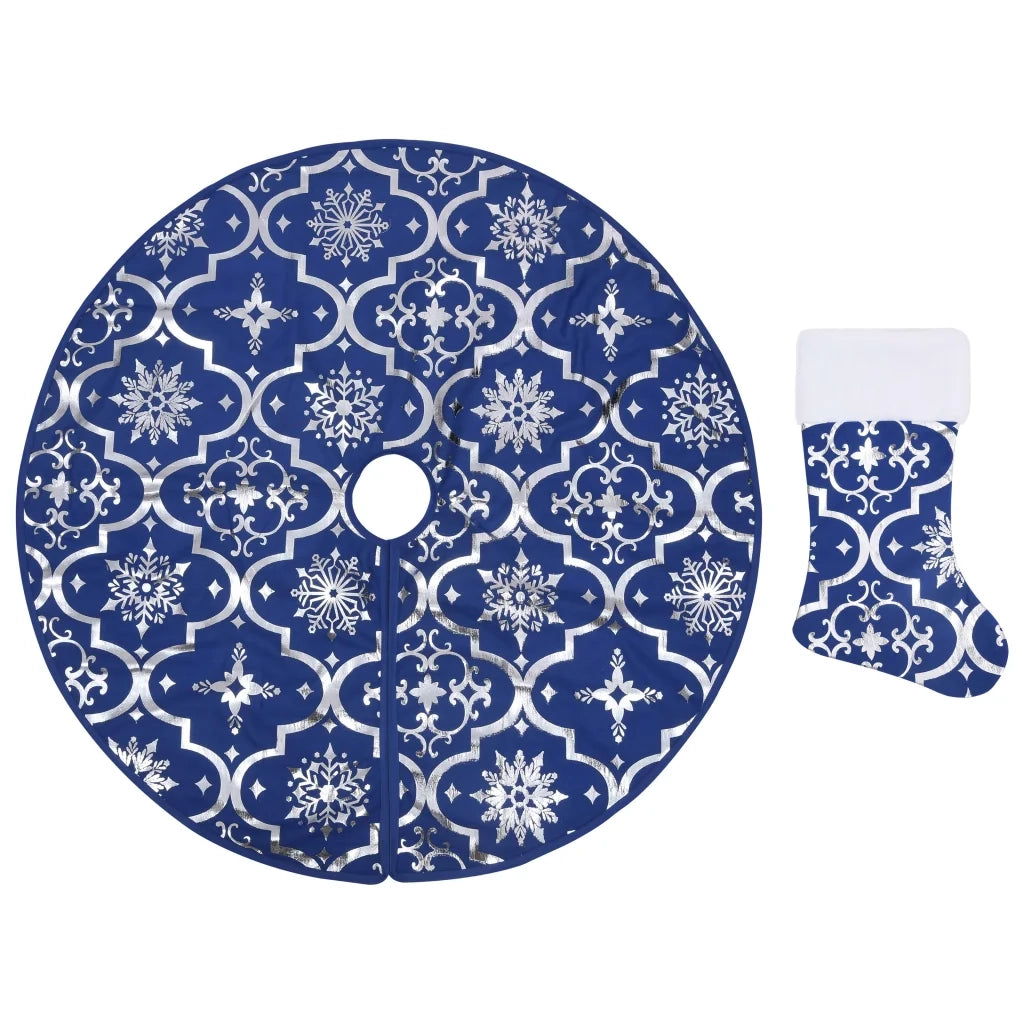 Gonna Albero Natale Raffinata con Calza Blu Tessuto 150 cm 330280