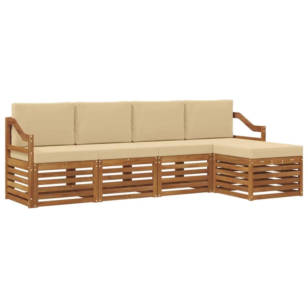Set di divani da esterno con cuscino 5 pcs Naturale e Beige