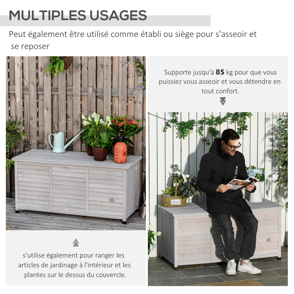 Coffre da giardino in legno ¨C zephmum ¨C 283L grigio 127x56x60 cm