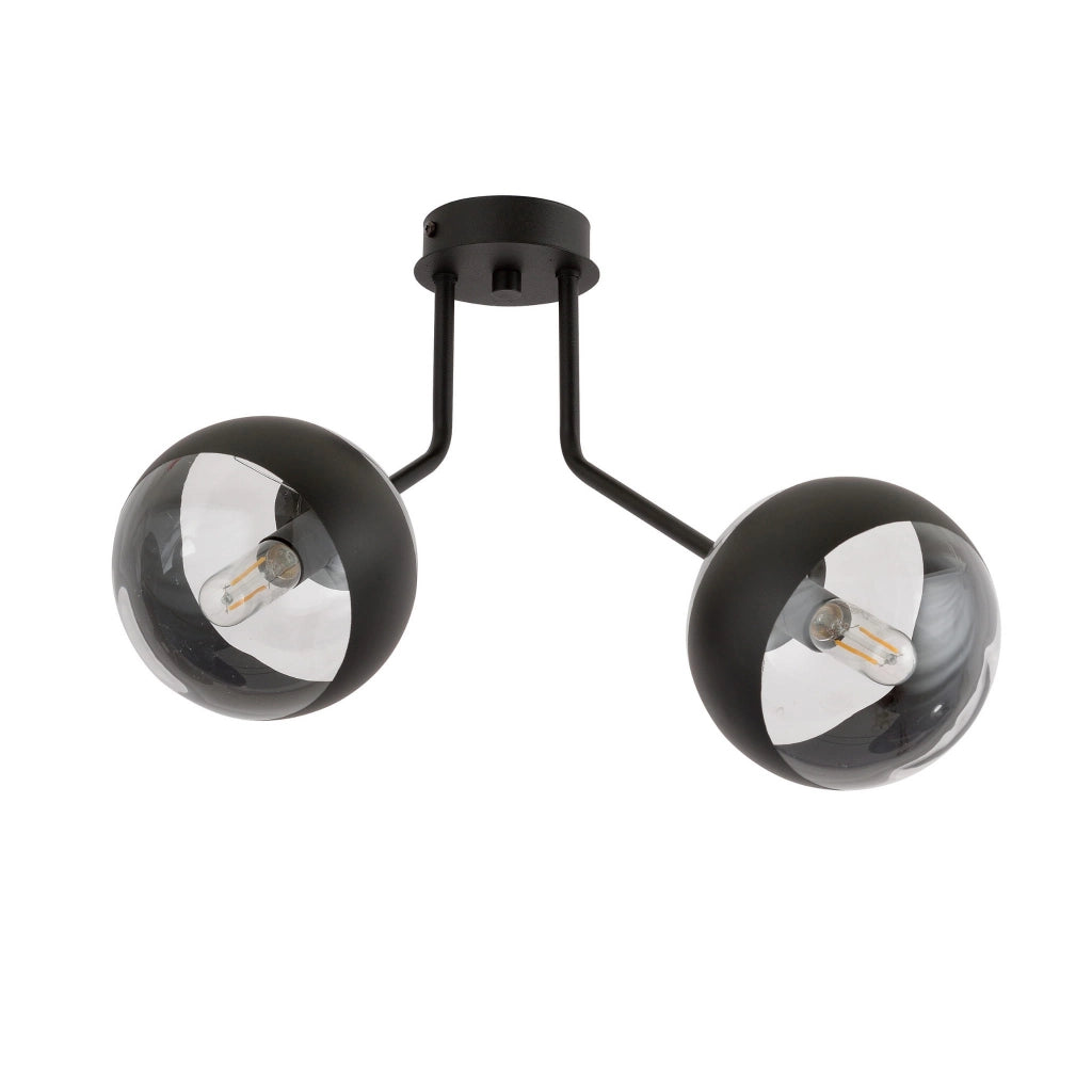 Plafoniera Emibig Nova 2xE14 nero/trasparente dimmer