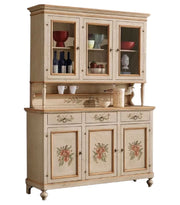 Cristalliera provenzale in legno shabby avorio ocra 3 porte 160x50x221 (1460+1461) - Mobili 2G