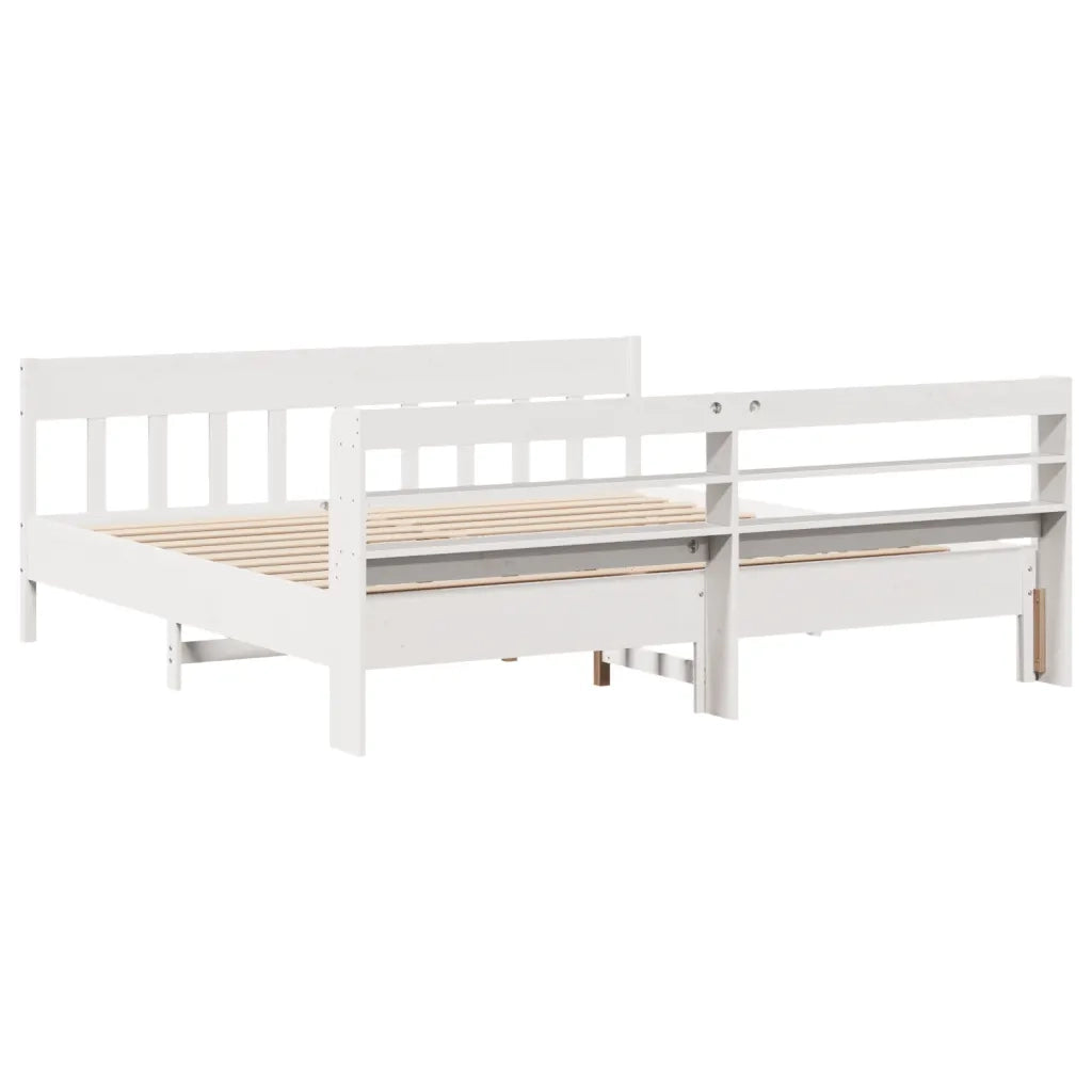 Letto matrimoniale | Letto per adulti | Giroletto senza Materasso Bianco 200x200 cm Legno Massello Pino
