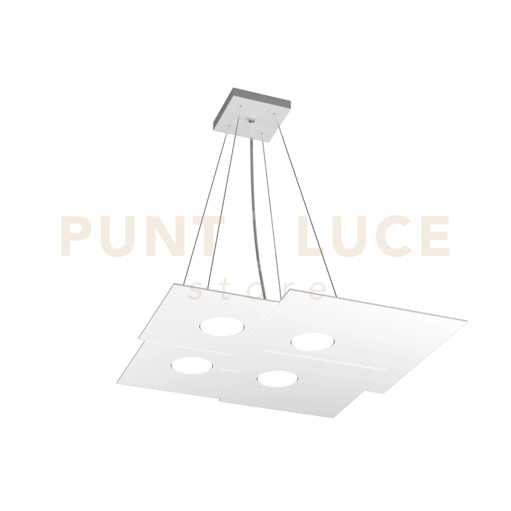 PLATE SOSPENSIONE 4 LUCI ATTACCO GX53 QUADRA BIANCO