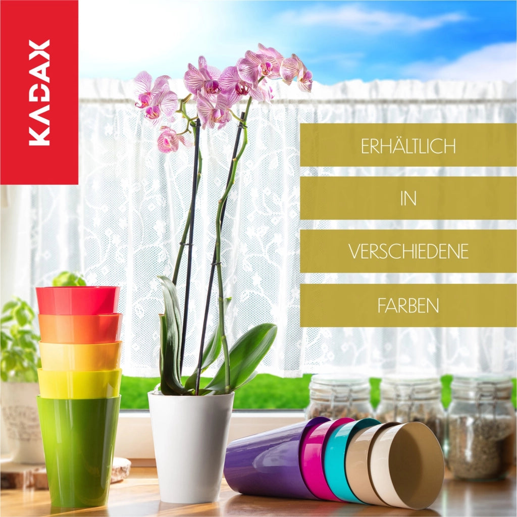 Vaso per orchidee KADAX in plastica, verde, resistente, 13 cm