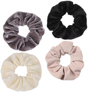 Accessori capelli decorativi a elastico 4 pezzi - Scrunchie a corduroy - Capelli elastici unici - Design elegante - Capelli raccolti - Accessori per capelli elastici