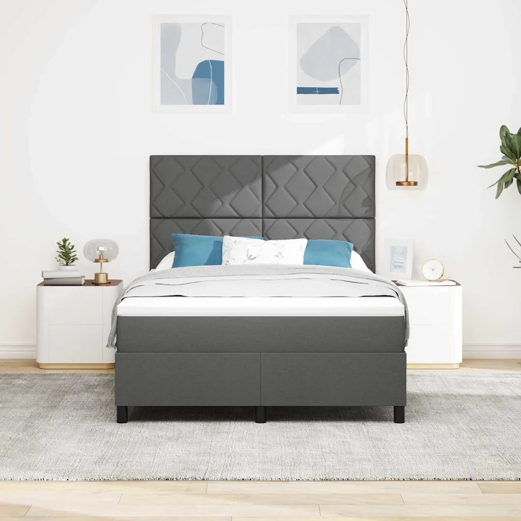 Letto a molle con materasso Grigio scuro 140 x 190 cm Tessuto 3339463