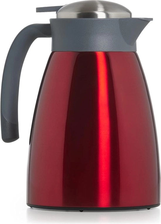 Termos 1L in acciaio inossidabile - isolato a doppia parete - caraffa fredda e calda - finitura opaca - rosso