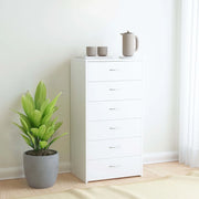 Credenza con 6 Cassetti-Buffet-Armadio da cucina Bianca 50x34x96 cm in Legno Multistrato