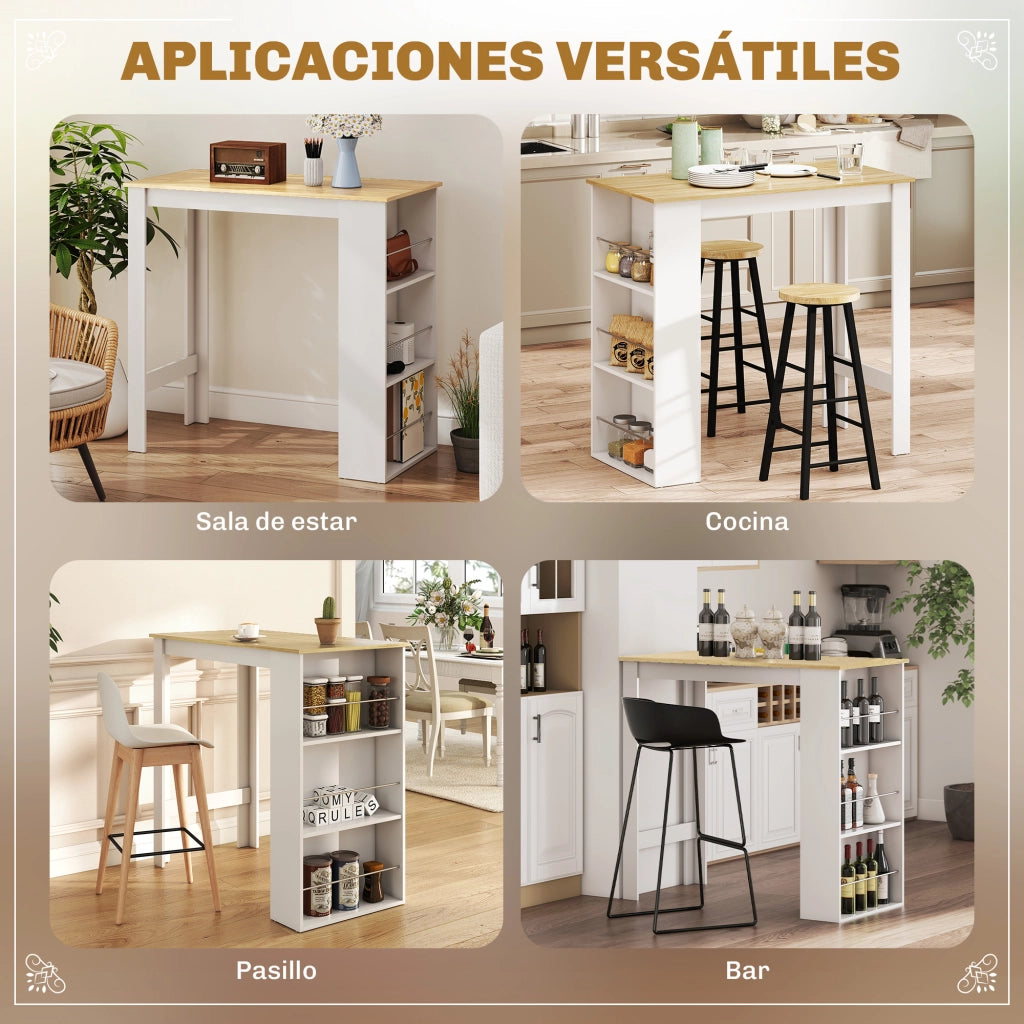 Tavolo da bar ¨C zephmum ¨C bianco, legno, 112x57x106cm