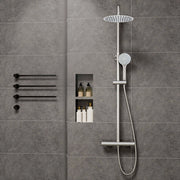 Colonne doccia cromo, soffione doccia rotondo da 25cm acciaio inox, miscelatore termostatico doccia tondo antiscottature