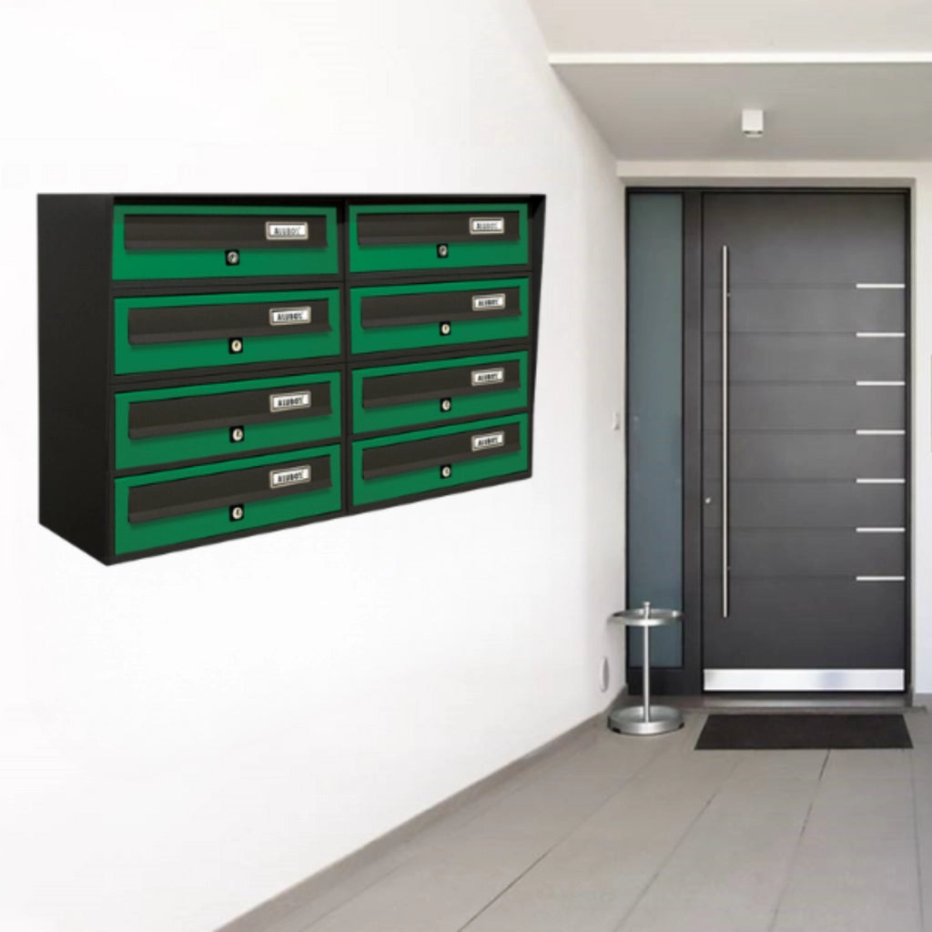 ALUBOX SLIM Cassette Postali Condominiali 8 Posti 50X77,5X30 Cm In Lamiera Zincata E Alluminio Cassetta Postale Da Esterno Condominiale Con Sistema Anti Prelievo