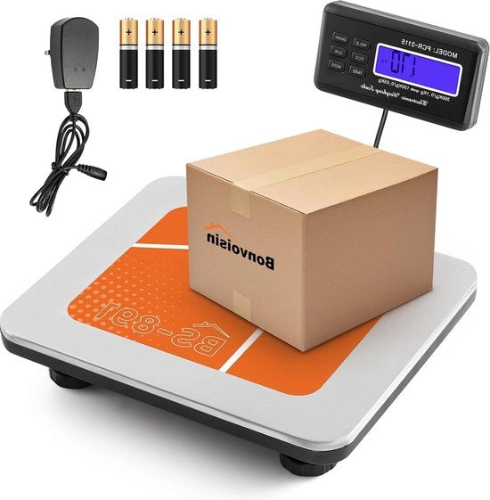 Pesa elettronica digitale 50 kg/110 lb con display LCD grande e inclusa batteria AA 4 pezzi - adattatore per rete UK g/kg/oz/lb