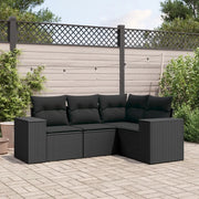 Salotto da Giardino-Set Divani da Giardino 4 pz con Cuscini Nero in Polyrattan 292382