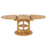 Tavolo da pranzo allungabile con spazio contenitore centrale; 2 forme; in MDF; effetto legno