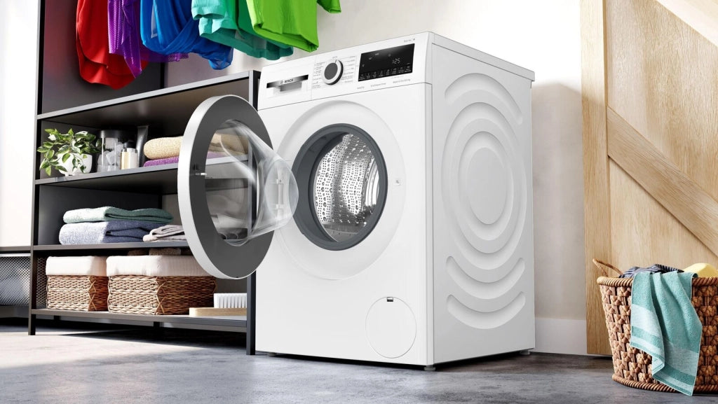 Bosch Serie 4 WNA144V0IT Lavasciuga a libera installazione 9+5 Kg 1400 giri Classe B-E Vapore Iron Assist Motore Inverter EcoSilence Condensatore autopulente Bianco