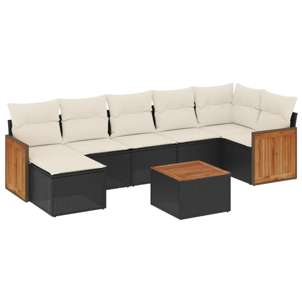 Set Divani da Giardino con Cuscini 8 pz Nero in Polyrattan 3260278