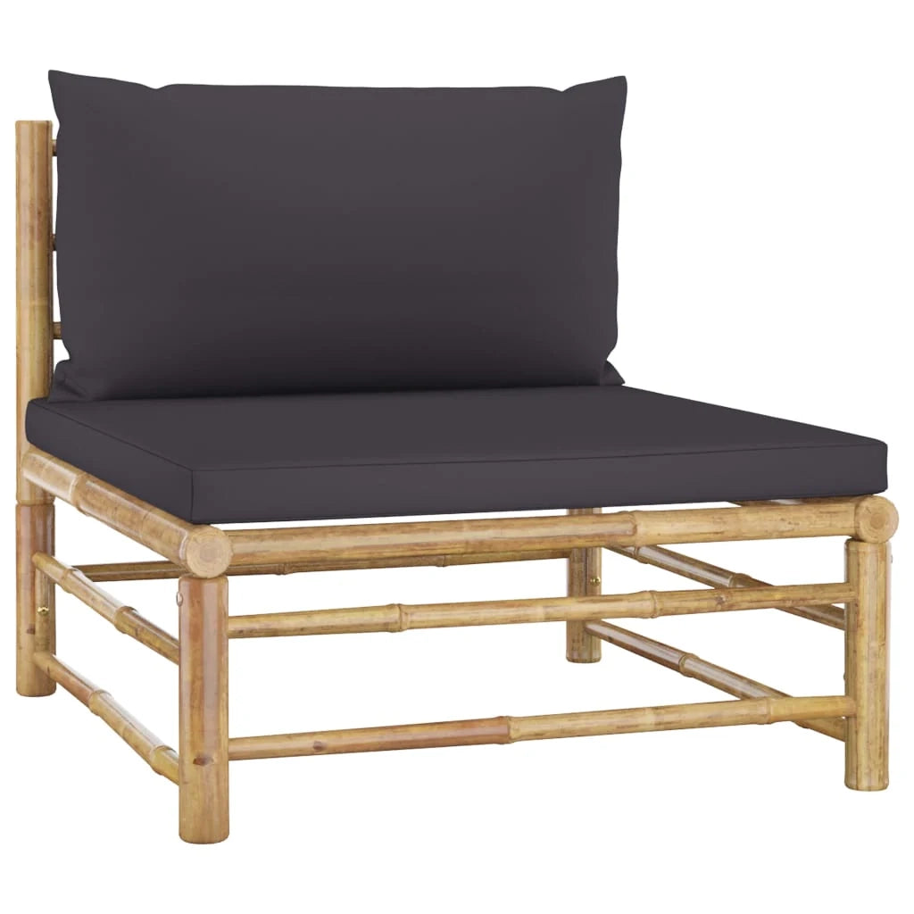Set di mobili da giardino mobili da esterno 6 pezzi con cuscini bambù grigio scuro 02_0016785