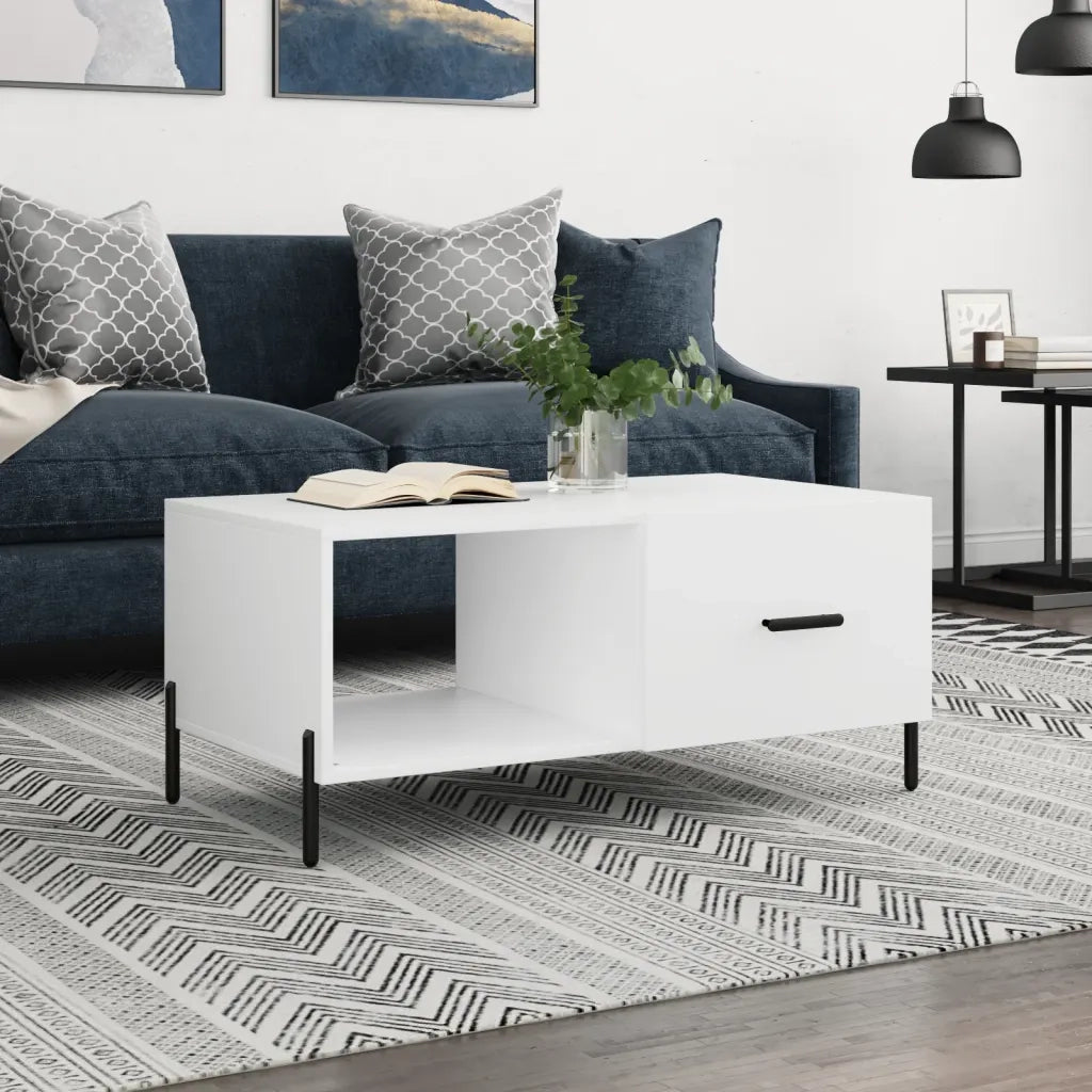Tavolino da salotto | Tavolino da caff¨¨ | Tavolino da Soggiorno Bianco 90x50x40 cm in Legno Multistrato
