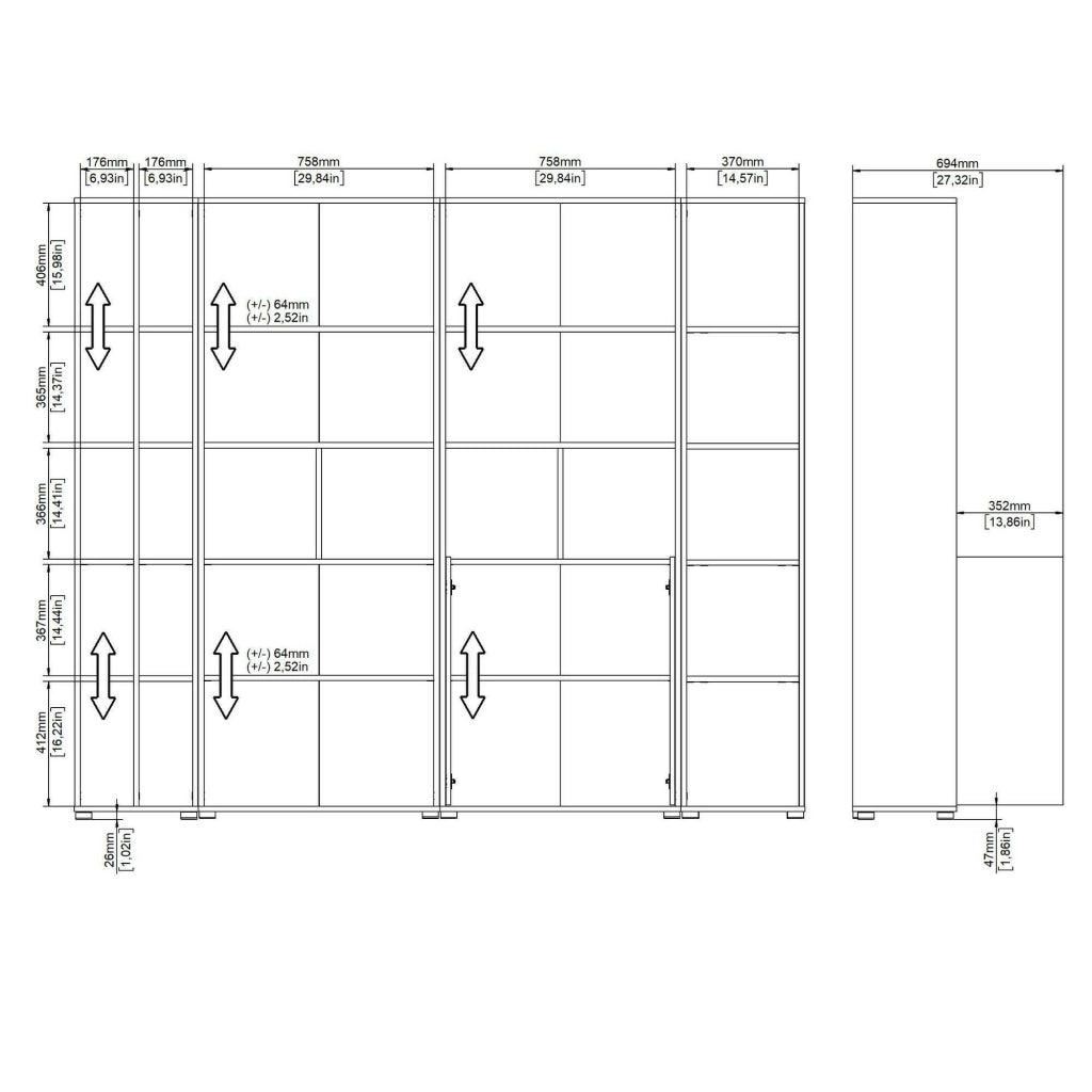 Parete attrezzata Litvjak, Composizione soggiorno, Mobile salotto multiuso, Armadio porta TV, 241x34 h205 cm, Rovere e Bianco