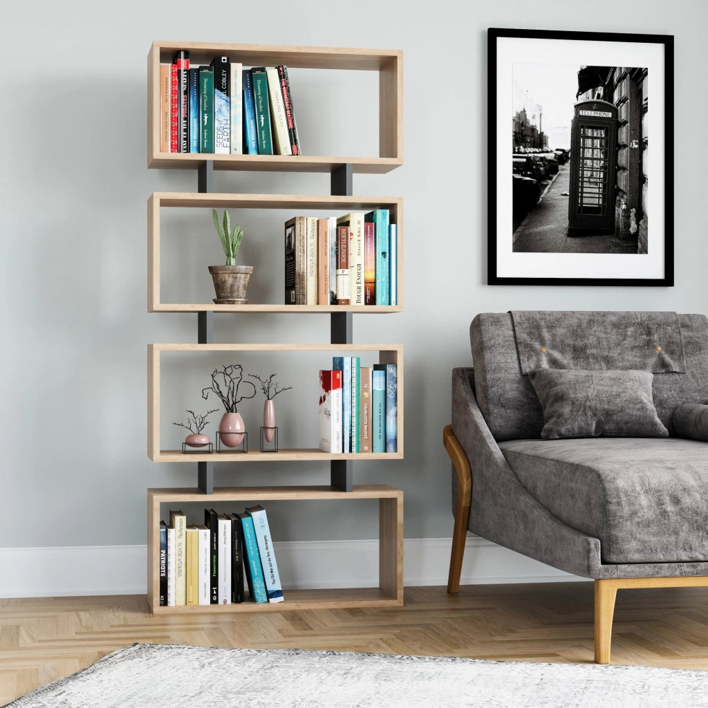 Libreria in legno "Langdon" - 72 x 25 x 161 cm - Grigio antracite