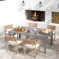 Tavolo da Giardino Estensibile Rettangolare per 6-8 Persone, in Alluminio, 180/240L x 94l x 73H cm, Grigio