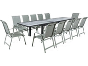 Tavolo e sedie da giardino allungabili in alluminio "Lagos" - 200/320 x 105 x 76 cm - Taupe - Posti a sedere 12