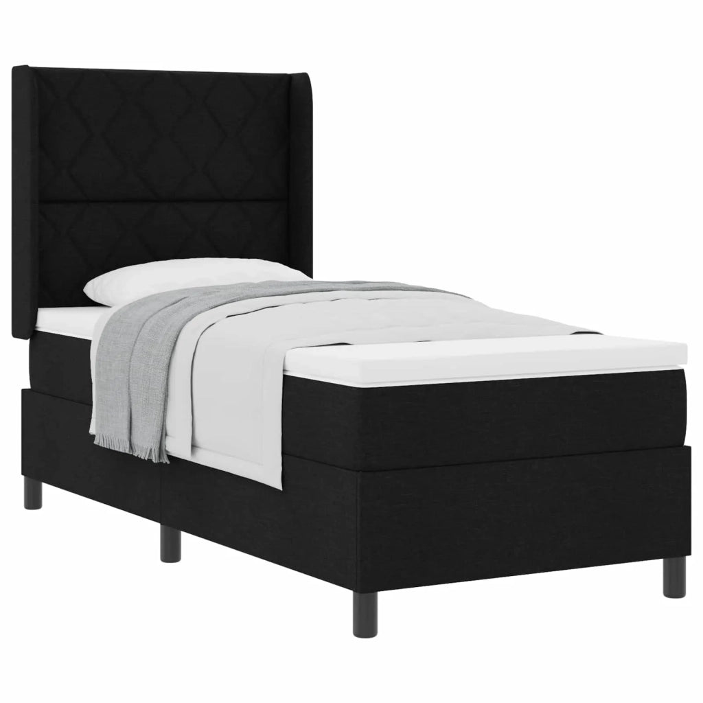 Letto a molle con materasso Nero 90 x 200 cm Tessuto 3341688