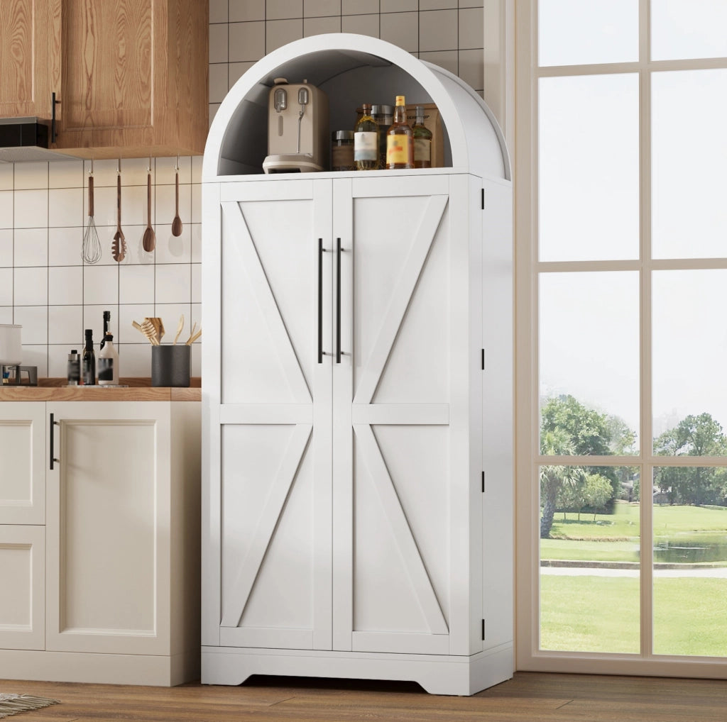 Vetrina 70x40x165 cm con ripiani e vani aperti in MDF bianco