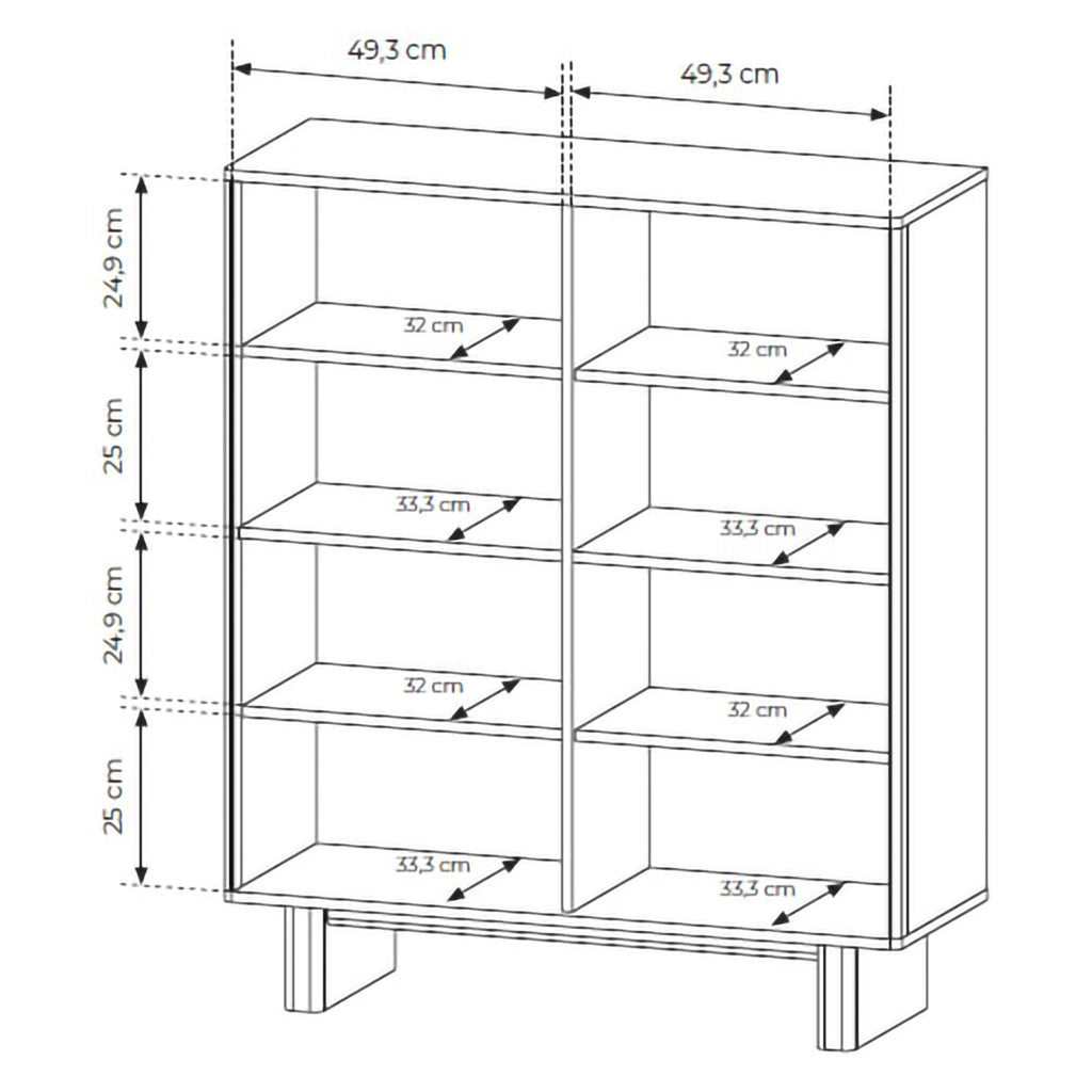 Madia Hasareti, Credenza 4 Ripiani, 104x38x124h cm Marrone Rovere