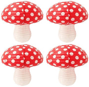 Lanterna a Papier 3D Funghi - 4 Pezzi - Decorazione Luminosa - Ripiegabile - Decorazione Esterna/Festa - Altezza 18,5 cm