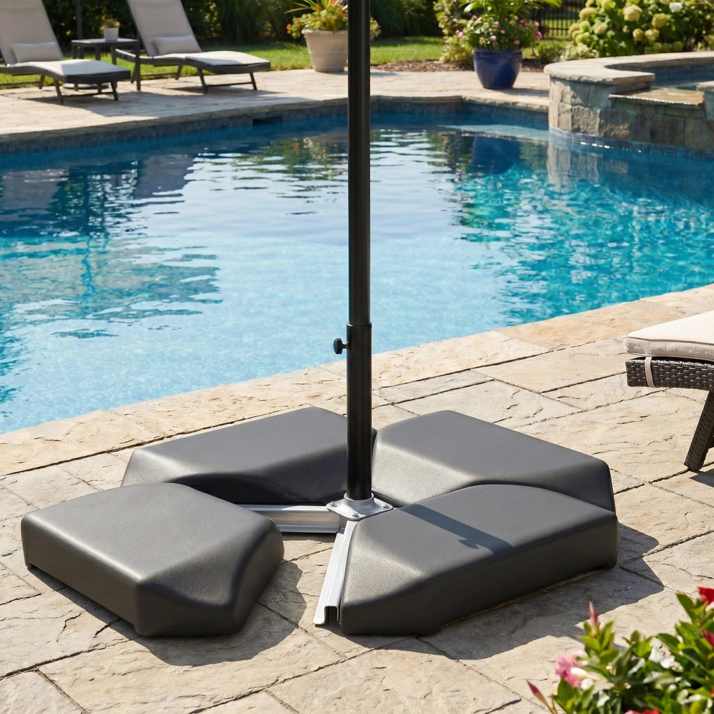 Base per Ombrellone 4 Pezzi per Parasole Cantilever ¨C Zephmum ¨C HDPE Riempibile con Acqua o Sabbia 77kg