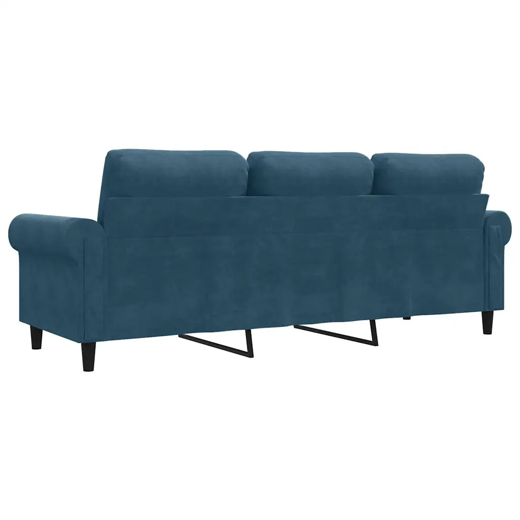 Divano a 3 Posti-Sofa 3 Posti Blu 180 cm in Velluto 132483