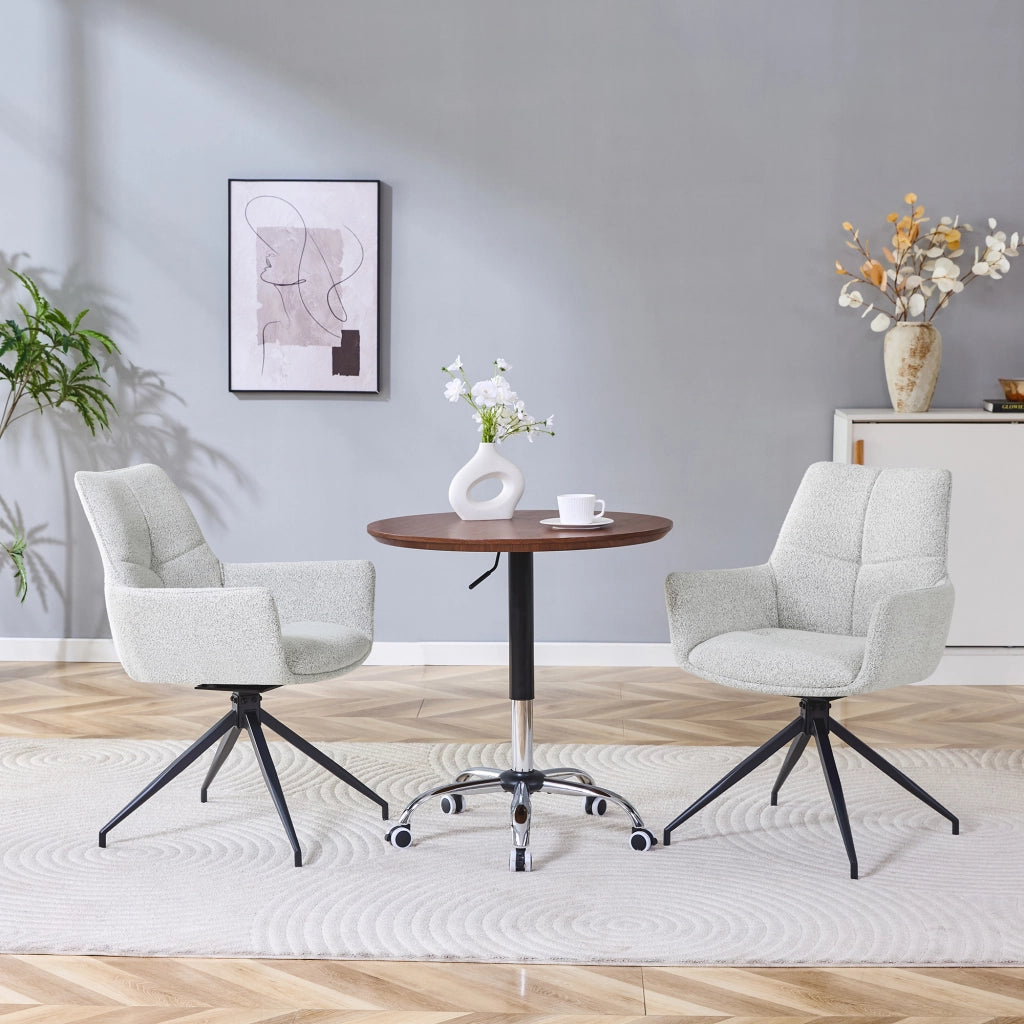 SEDIA Girevole 360° in Tessuto Grigio Chiaro e Metallo Nero