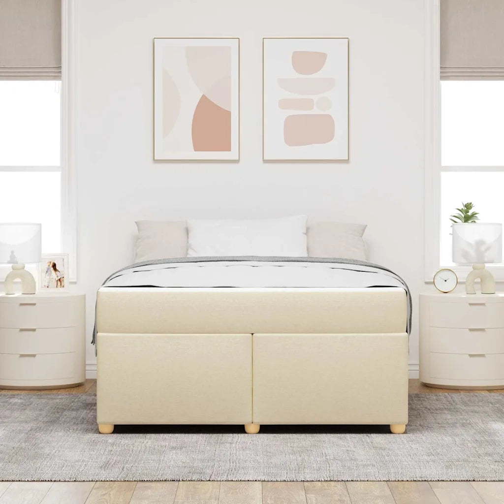 Struttura del letto con materasso Crema 160 x 200 cm Tessuto 3399368