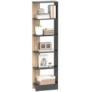 Libreria a 5 Ripiani Aperti ¨C zephmum ¨C Nero e Quercia 45x21x170 cm