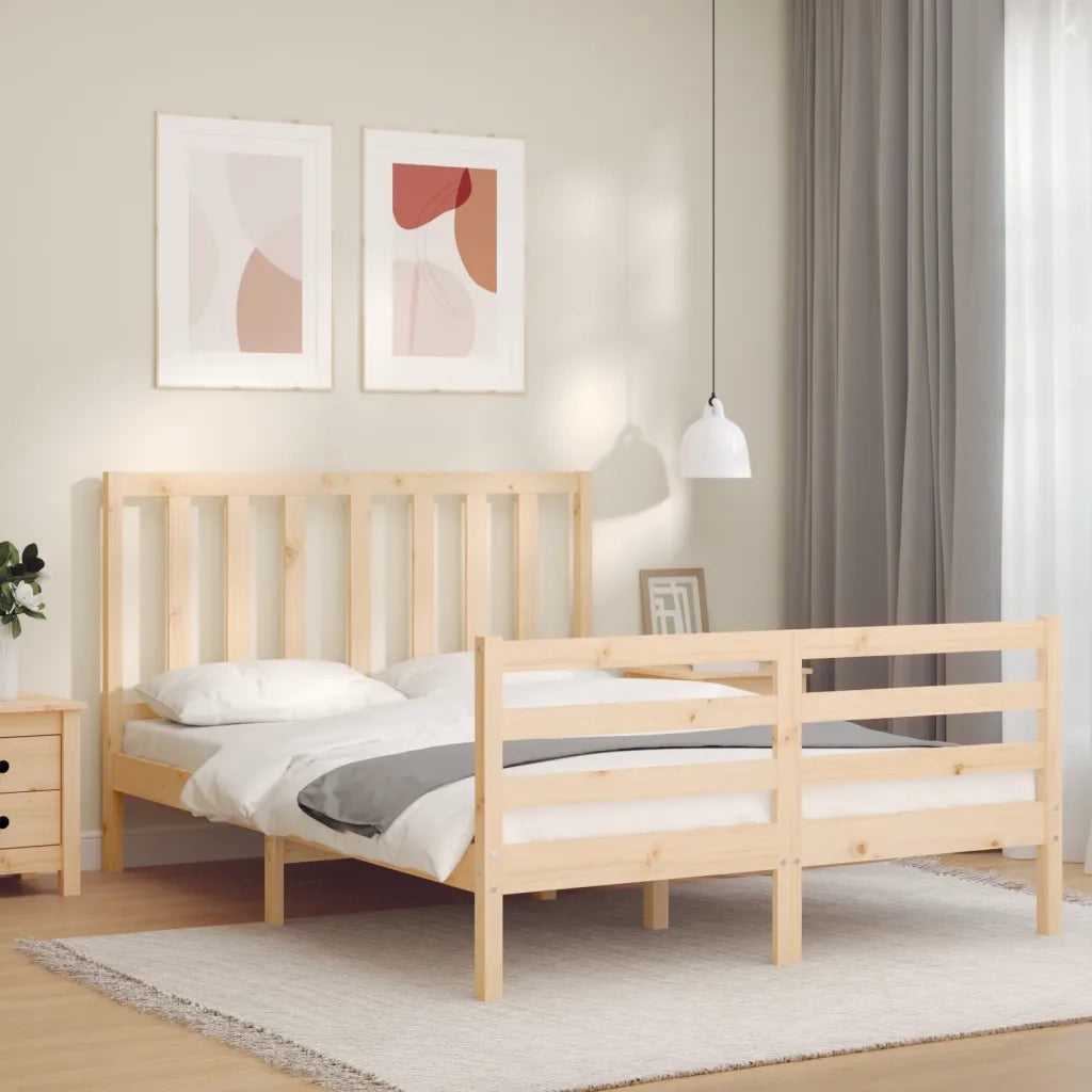 Giroletto con Testiera Small Double-Struttura Letto in Legno Massello 744345