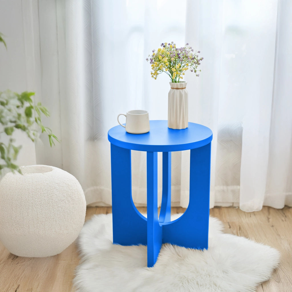 Tavolino da Caffè Kysdajore Piano Rotondo 50x40 cm Blu Reale [en.casa]