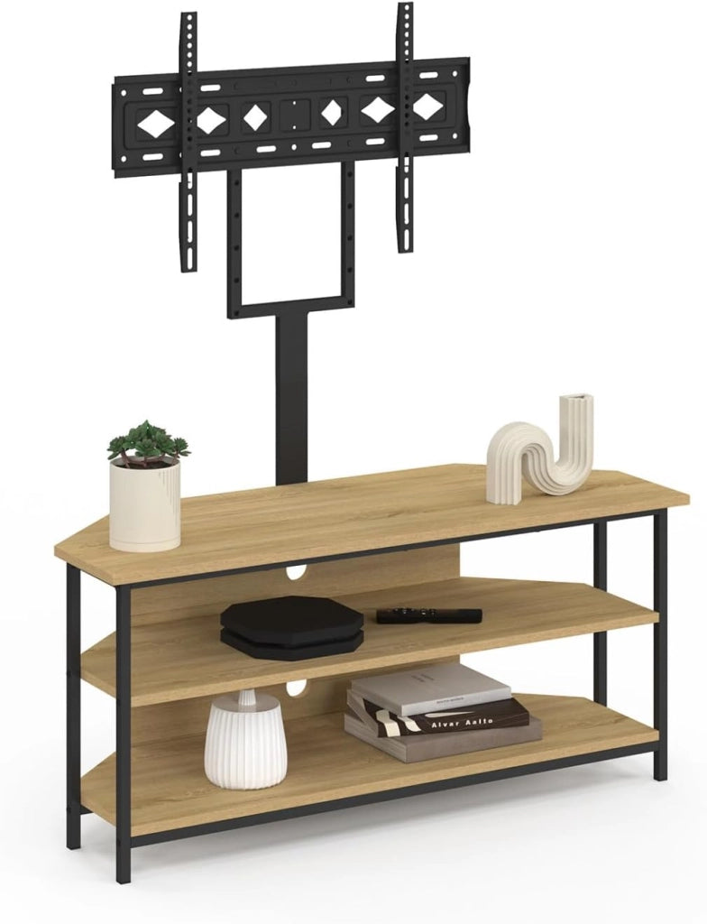 DETROIT Mobile TV angolare da 100 cm con ripiani e supporto TV regolabile da 32 a 70 pollici, design industriale