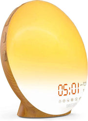 Luminaria con doppia sveglia e ingresso USB - Colore legno