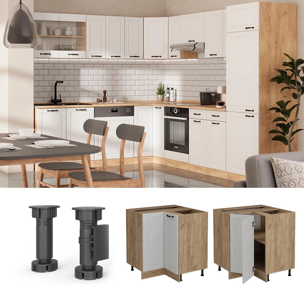Mobile ad angolo cucina R-Line, Bianco casa di campagna, 75.6 cm senza piano di lavoro, per la libera combinazione all'interno di sistemi cucina modulari