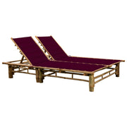 Lettino prendisole sedia a sdraio lettino prendisole letto da giardino mobili da esterno per patio per 2 persone con cuscini in bambù 02_0012900