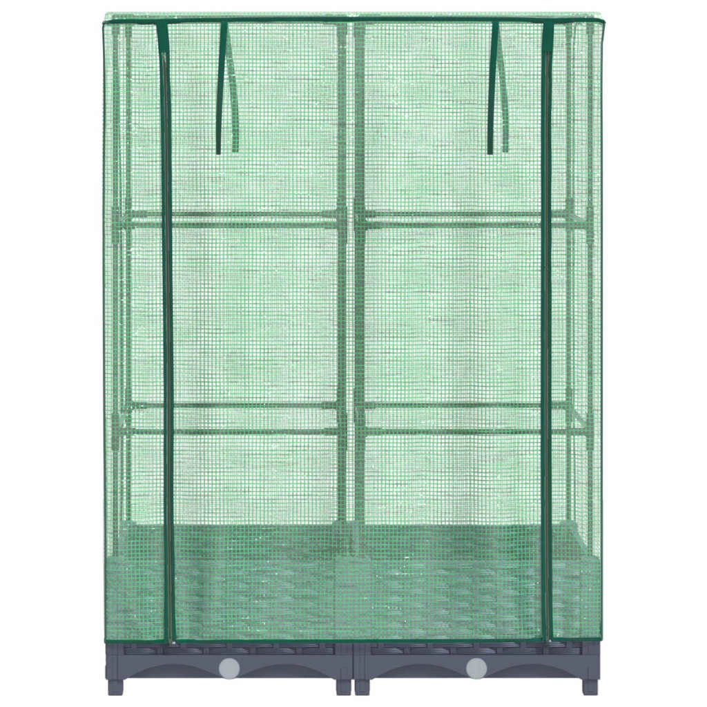 Aiuola rialzata/fioriera con copertura effetto rattan 80 x 40 x 123 cm blu/grigio 02_0038786