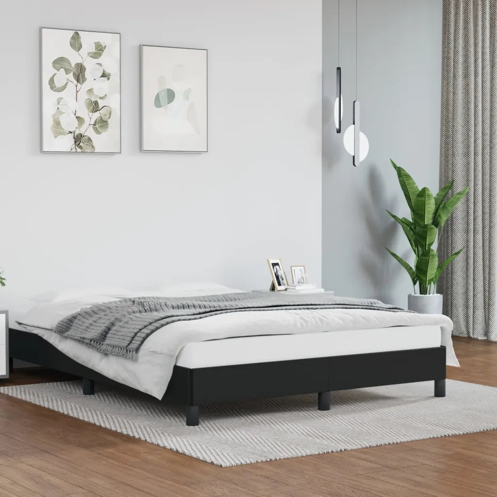 Letto matrimoniale | Letto per adulti | Giroletto Nero 140x190 cm in Similpelle