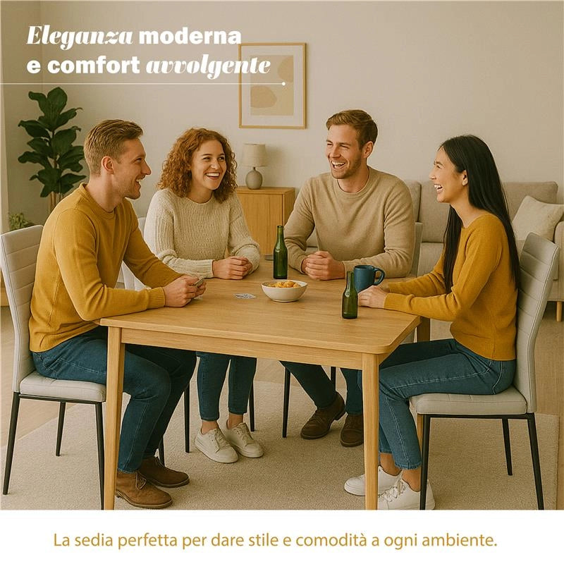 SET 4 SEDIE IMBOTTITE CON SEDUTA SIMILPELLE E GAMBE IN METALLO  DIMENSIONI 40X41X95 CM COLORE BIANCO