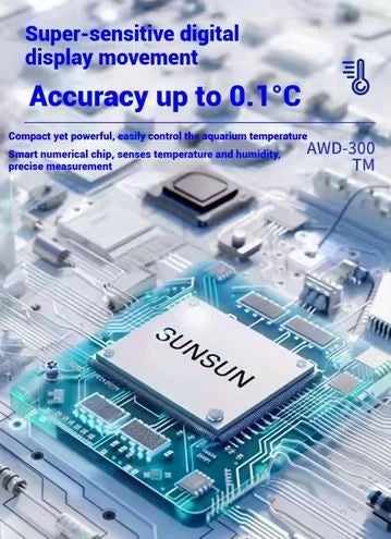 SunSun AWD-300 -  Termometro più Igrometro per acquari e terrari