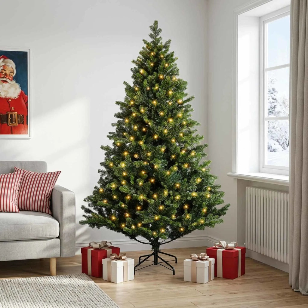 Albero di Natale Artificiale con Rami Pieghevoli 150 cm 150 LED 3465490