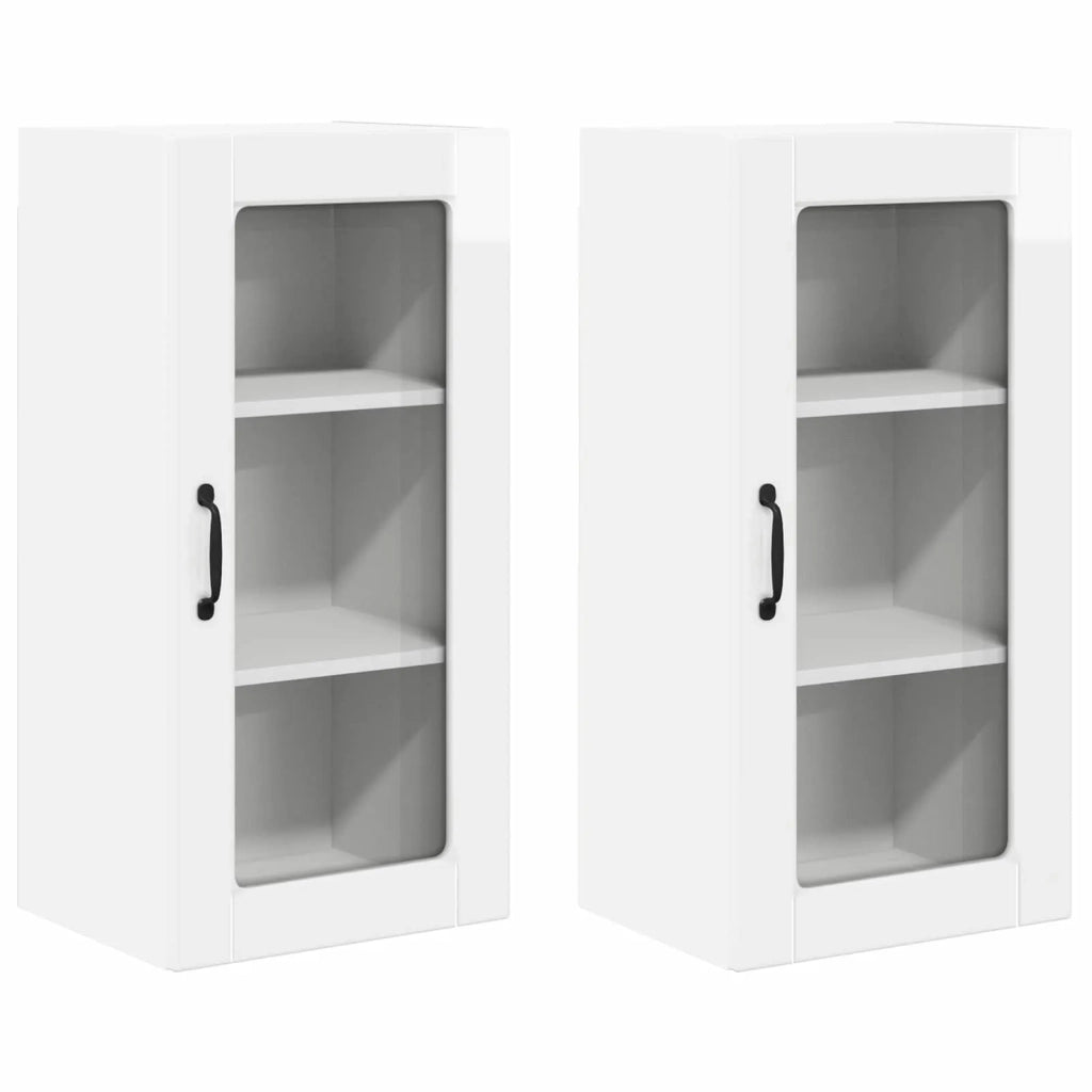 Mobile in vetro da parete LUCCA 2 pcs Bianco Lucido
